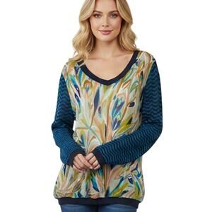 Missoni Target Artsy Chiffon Chevron Knit Sweater Top Womens Medium Mixed Media